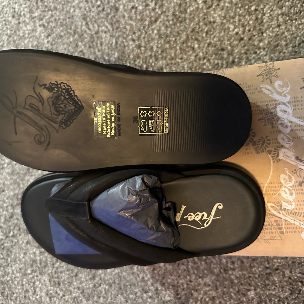 New in box, free people sandals. Black in size 6. - Picture 2 of 2